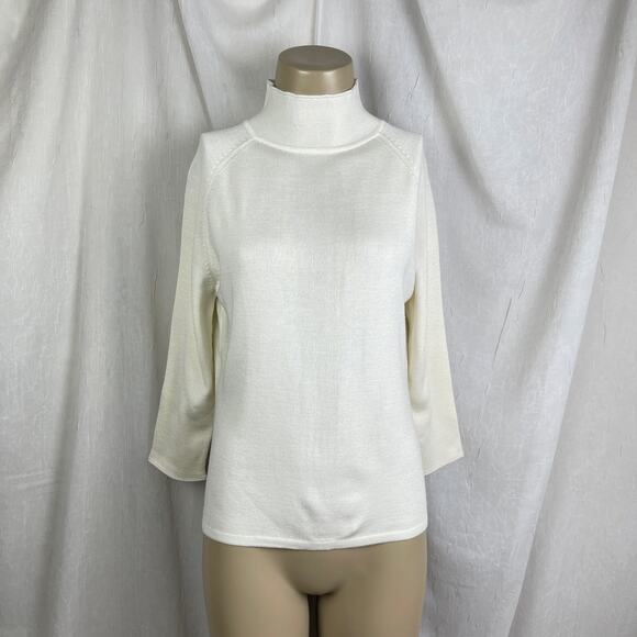 VTG Y2K Caslon Cream Sweater Mock Turtle Neck Cozy Slouchy Size M - Picture 1 of 16